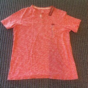 NWT Bright Pink & White MERONA Mens T-Shirt / Brand New, 100% Cotton Size L 22"